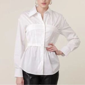Nwt  Line & Dot Rene Poplin Top White Button-Up Shirt